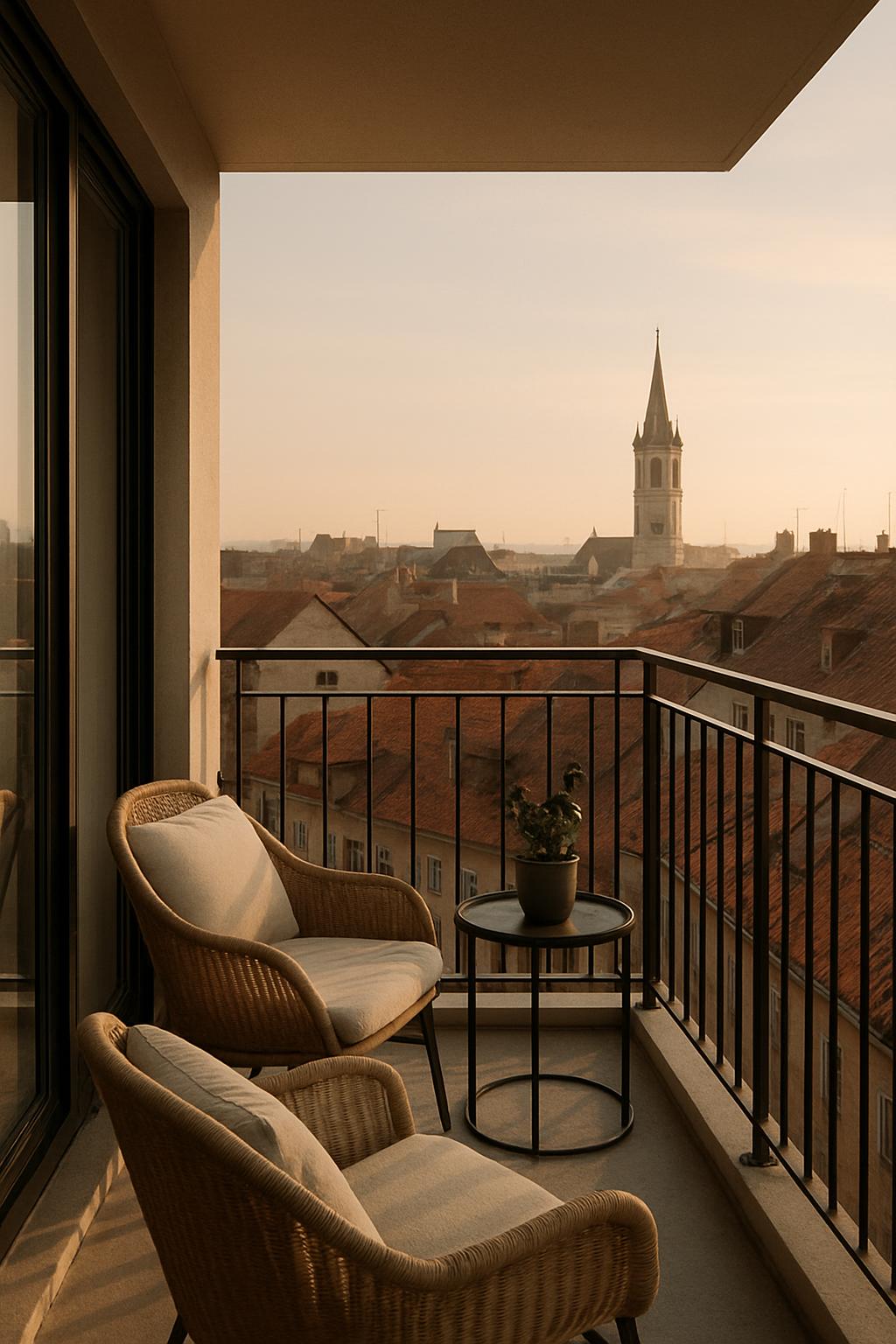 Die Aussicht vom Balkon, die Stadt auf sich.